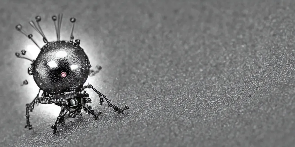 Image similar to macro photography of amazing tiny adorable nanobots forming into creatures
