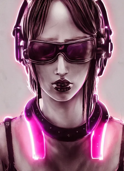 Prompt: detailed realistic female character cyberpunk wearing thick technological collar around neck, realistic, art, beautiful, 4K, collar, choker, collar around neck, punk, artstation, detailed, female, woman, choker, cyberpunk, neon, punk, collar, choker, collar around neck, cyberpunk, punk, neon