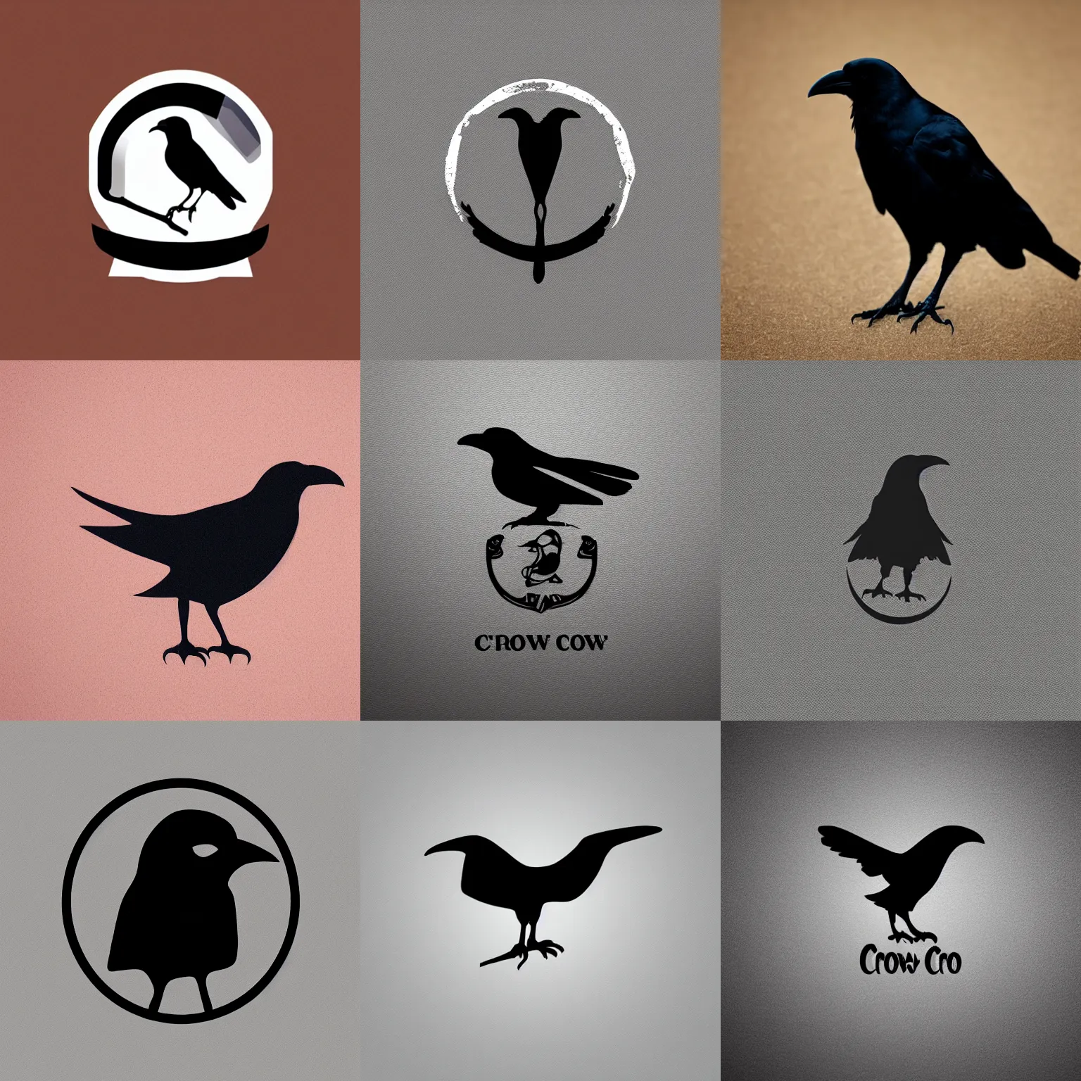 Prompt: minimalist logo of a crow