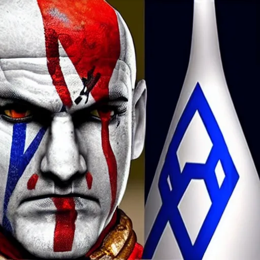 Image similar to benjamin!!!!! netanyahu!!!!!! as kratos from god of war