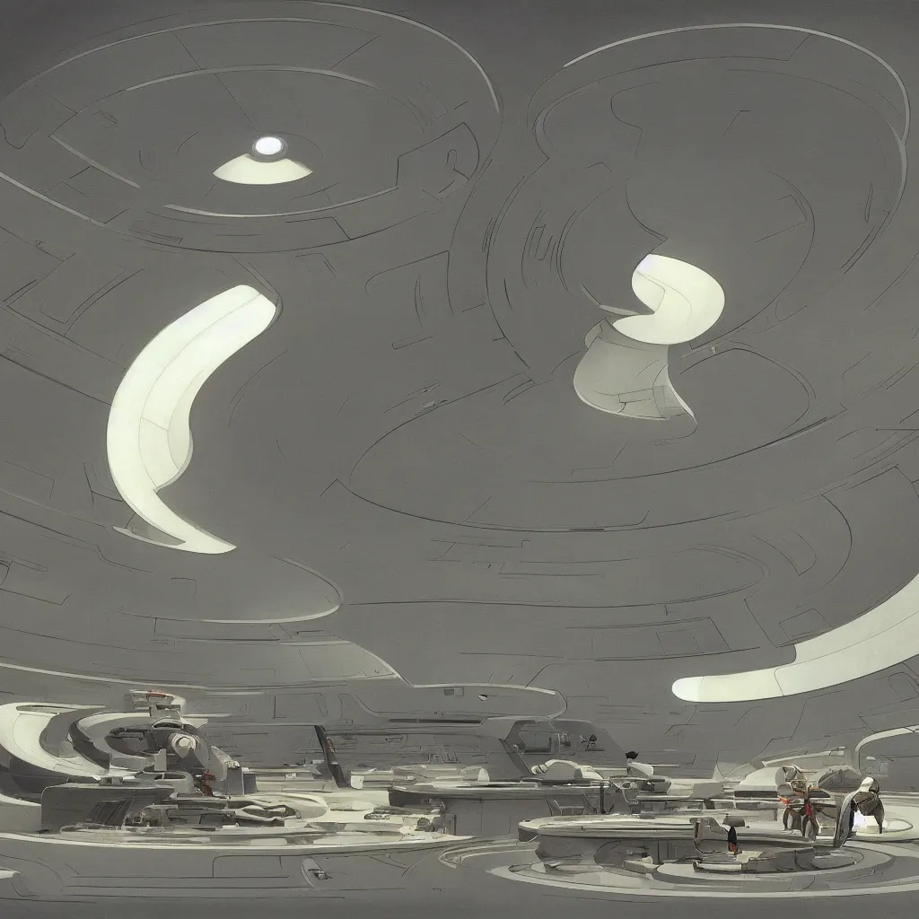 Prompt: a circular structure painting by Ralph McQuarrie