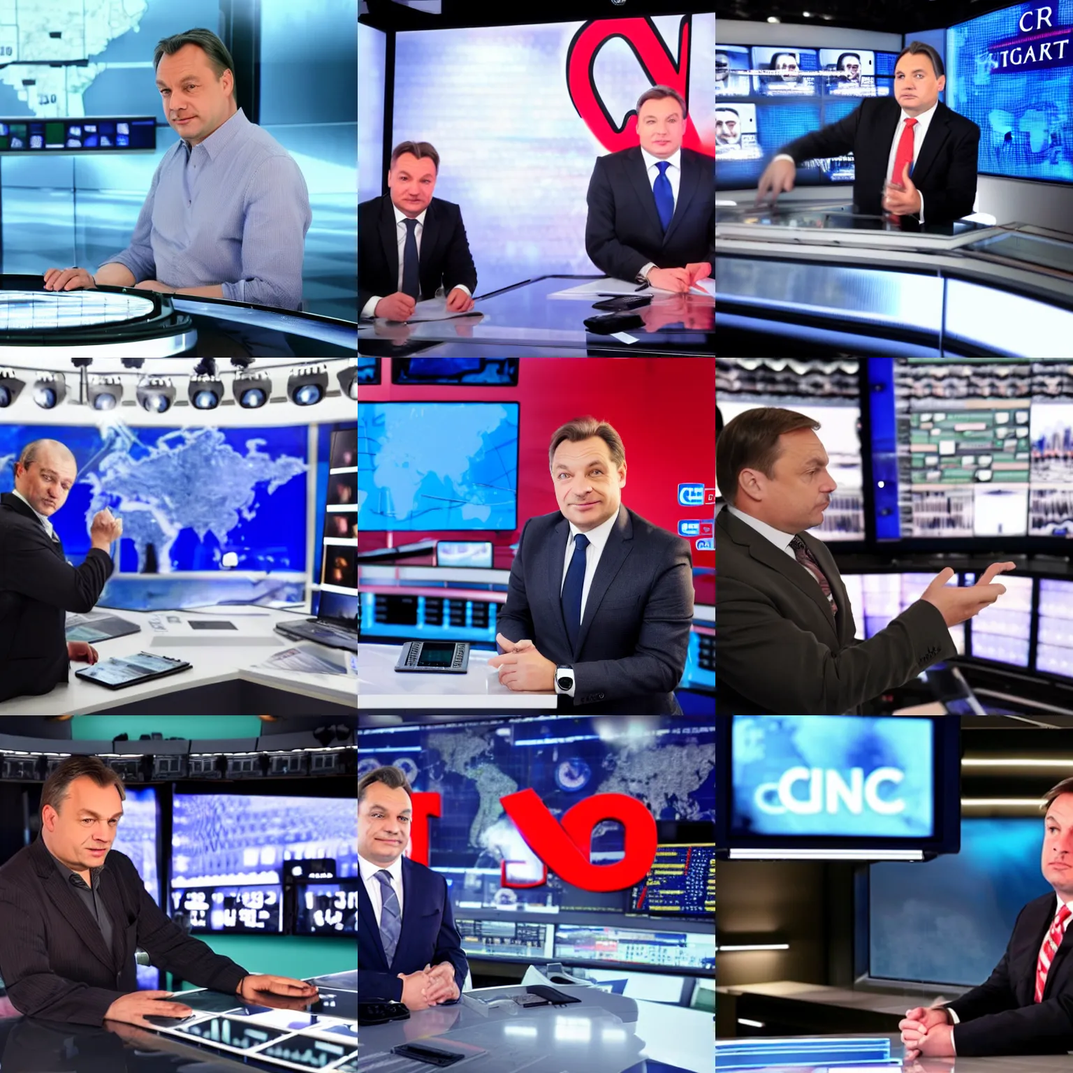 Prompt: victor orban as a wheather forecaster in cnn, studio lighs, hyperdetailed, hd, photo from cnn
