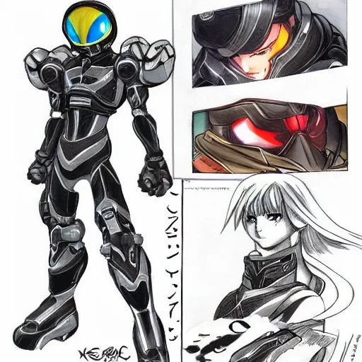 Image similar to dark samus style as an anime by kento miura, trending on artstation 2 d manga