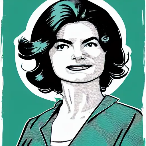 Prompt: individual jacqueline kennedy portrait fallout 7 6 retro futurist illustration art by butcher billy, sticker, colorful, illustration, highly detailed, simple, smooth and clean vector curves, no jagged lines, vector art, smooth andy warhol style