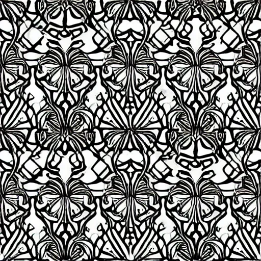 Prompt: seamless pattern showing spiders. black and white, drawing, white background, seamless, ornament.