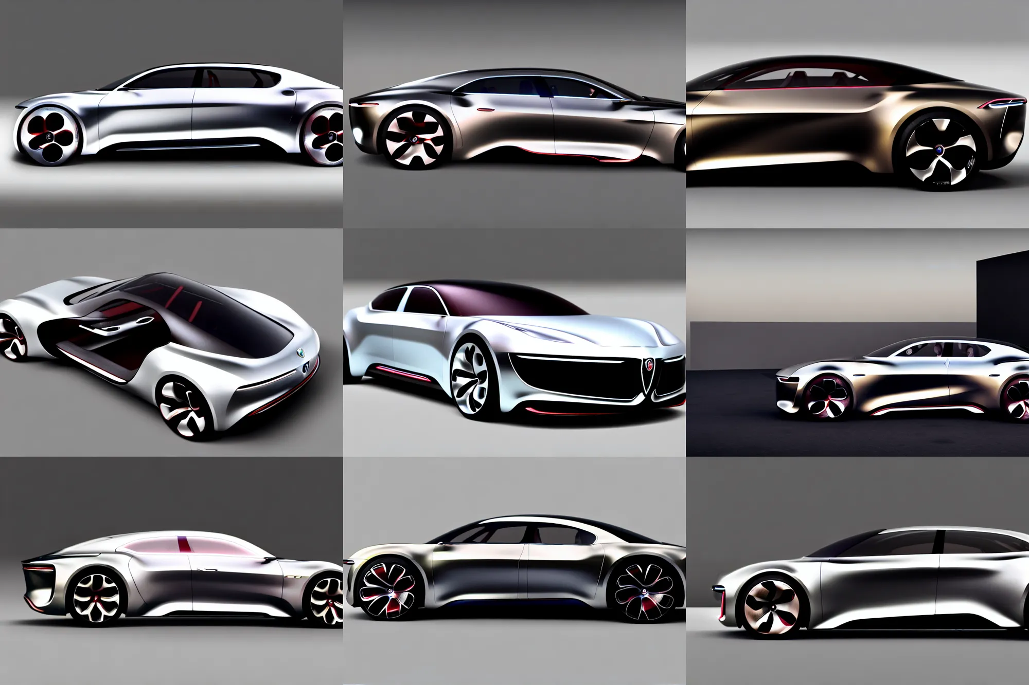 Prompt: side view of a future alfa romeo sedan car concept : : designed by modern architecture : : high - tech modern lustrous clean simple sporty airy fashion : : oak, glass, brushed aluminum, simple oled strip accent lighting : : lucid air, peugot onyx, renault ultimo, pininfarina, guigaro : : artstation, octane render, car design