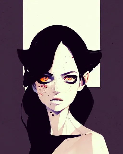 Image similar to a ultradetailed beautiful portrait panting of a stylish woman in a black dress sitting, by conrad roset, greg rutkowski and makoto shinkai trending on artstation