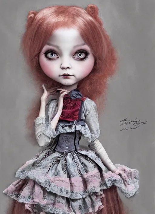 Image similar to alice little as a mark ryden doll, detailed digital art, trending on Artstation