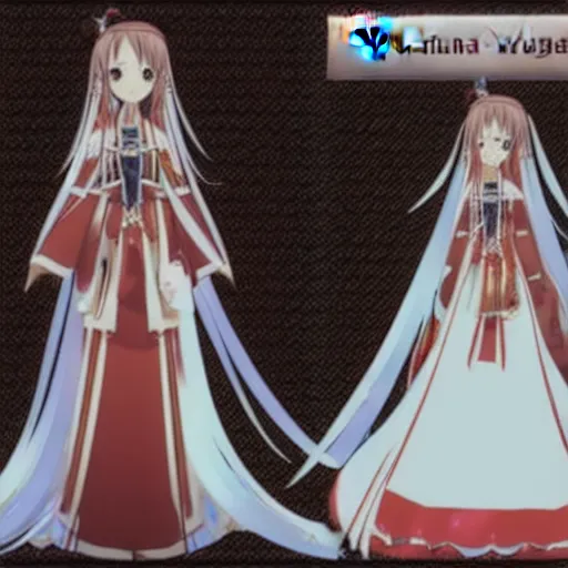 Image similar to yuuki asuna in her wedding dress, extremely long hair, nintendo 64