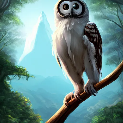 Prompt: white feathered humanoid owl adventurer, video game character design, 2 d game fanart behance hd by alex ross, global illumination