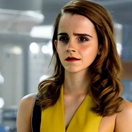 Image similar to a still of emma watson in iron man