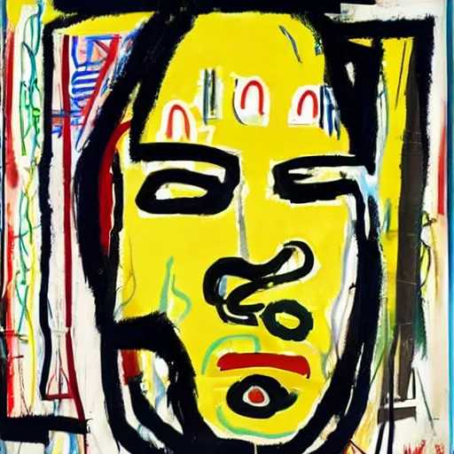 Image similar to portrait of fat man by jean - michel basquiat. pollock, warhol. texture