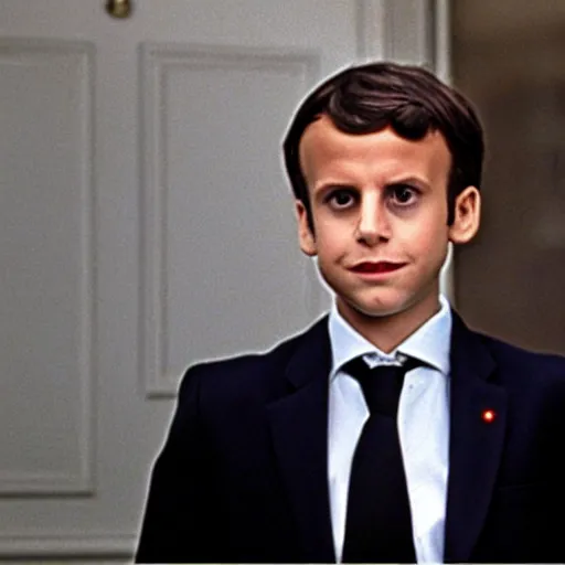 Prompt: child Emmanuel Macron in American Psycho (1999)