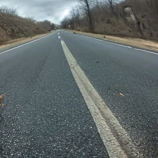 Prompt: dash cam footage of a ghost on the road