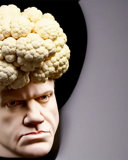 Prompt: john c. reilly head with wig made of cauliflower