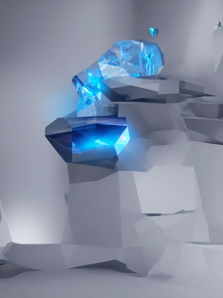 Prompt: sapphire crystal, beeple, octane render, unreal engine