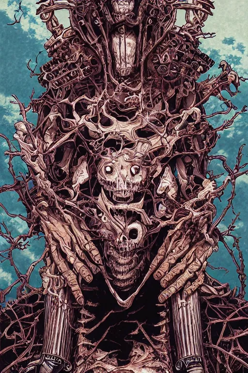 Prompt: portrait of an isekai fallout ghoul, symmetrical, by yoichi hatakenaka, masamune shirow, josan gonzales and dan mumford, ayami kojima, takato yamamoto, barclay shaw, karol bak, yukito kishiro