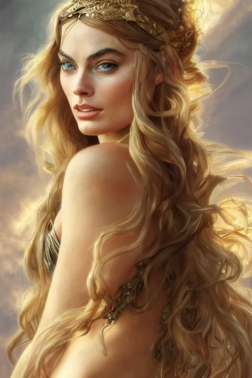 Prompt: ultra realistic illustration, a stunningly beautiful greek goddess of chaos played by margot robbie and taylor swift and megan fox, intricate, elegant, highly detailed, digital painting, artstation, concept art, smooth, sharp focus, illustration, art by artgerm and greg rutkowski and alphonse mucha