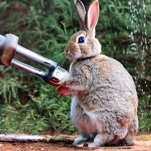 Image similar to rabbit using a jackhammer