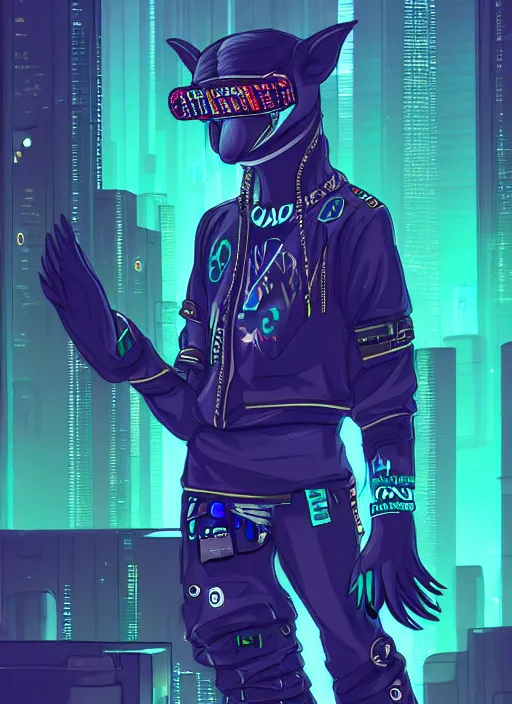 Prompt: beautiful portrait commission of a male furry anthro dolphin fursona wearing cyberpunk skater clothes. Cyberpunk city at night