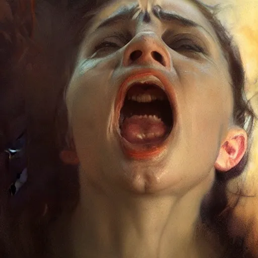 Prompt: hyperrealist portrait of a screaming head made of smoke by jeremy mann and alphonse mucha and alan lee, fantasy art, photo realistic, dynamic lighting, artstation, poster, volumetric lighting, very detailed faces, award winning