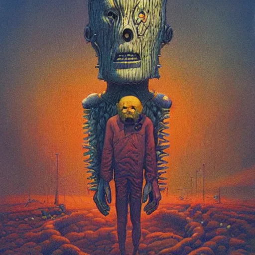 Image similar to kang and kodos ( the simpsons halloween special ) by beksinski and tristan eaton, dark neon trimmed beautiful dystopian digital art