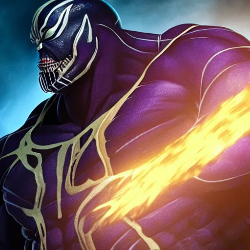 Image similar to Thanos as Venom, 4k, artstation, cgsociety, award-winning, masterpiece, stunning, beautiful
