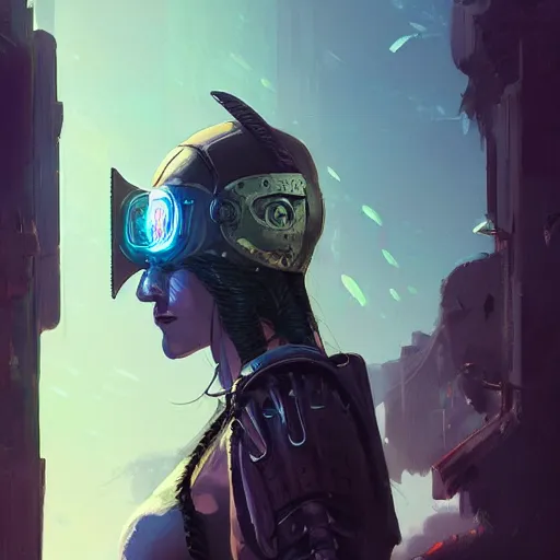 Image similar to cyberpunk viking helmet mask warrior goddess robot ninja fantasy, art gta 5 cover, official fanart behance hd artstation by jesper ejsing, by rhads, makoto shinkai and lois van baarle, ilya kuvshinov, ossdraws