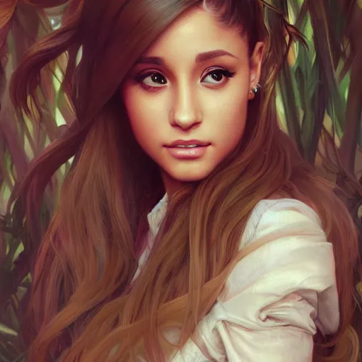 Prompt: painting of ariana grande, ultra realistic, concept art, intricate details, eerie, highly detailed, photorealistic, octane render, 8 k, unreal engine. art by artgerm and greg rutkowski and alphonse mucha