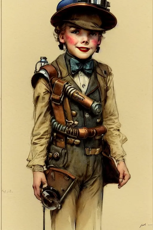 Image similar to ( ( ( ( ( 1 9 5 0 s retro future 1 0 year old adventurer in steampunk costume face portrait. muted colors. ) ) ) ) ) by jean - baptiste monge!!!!!!!!!!!!!!!!!!!!!!!!!!!!!!