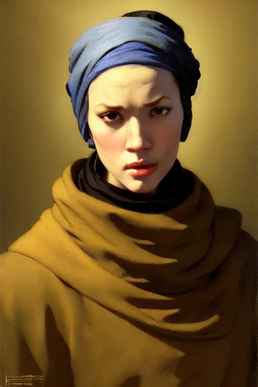 Image similar to full character portrait team fortress 2 video game character art not the girl with the pearl earring character design, painting by gaston bussiere, katsuya terada, nc wyeth, greg rutkowski, craig mullins, vermeer, frank frazetta, mucha, tom of finland, trending on artstation, jeffery catherine jones