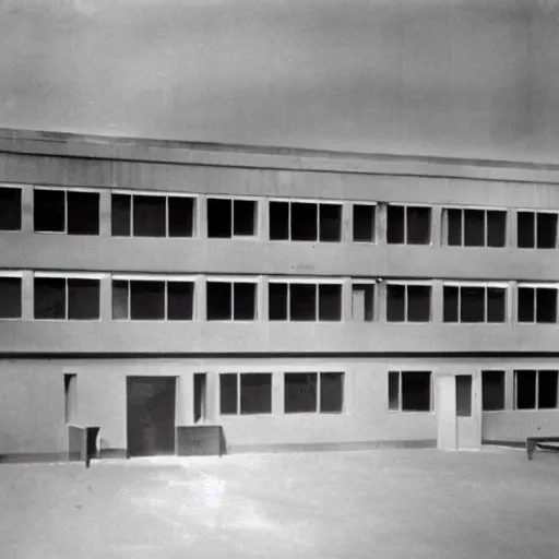 Prompt: old black and white photo, 1 9 3 3, depicting a datacenter in the bauhaus school, historical record