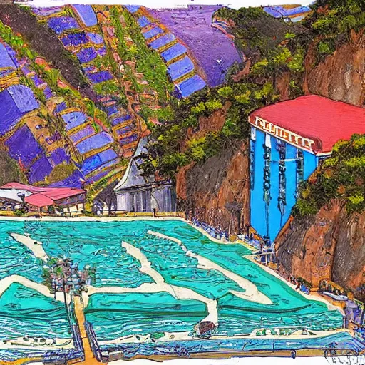 Prompt: morro de santa teresa in rio de janeiro painted by moebius