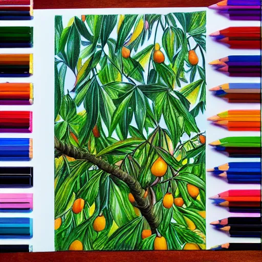 ART ERA, mango with pencil colour for beginners.  Art drawings for kids,  Oil pastel drawings easy, Kids canvas art