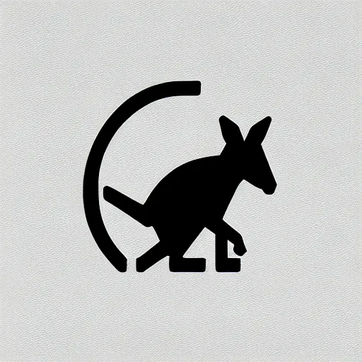 Prompt: minimal geometric kangaroo symbol by karl gerstner, monochrome