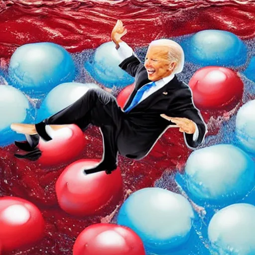 Prompt: Joe Biden drowning in Jello, hyper realistic, dreadful