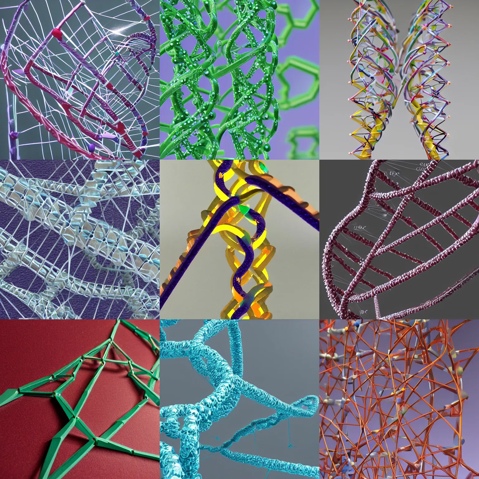 Prompt: extreme closeup of frontiers of molecular immunology photo of right-handed double helix dna papercraft, 4K,35mm