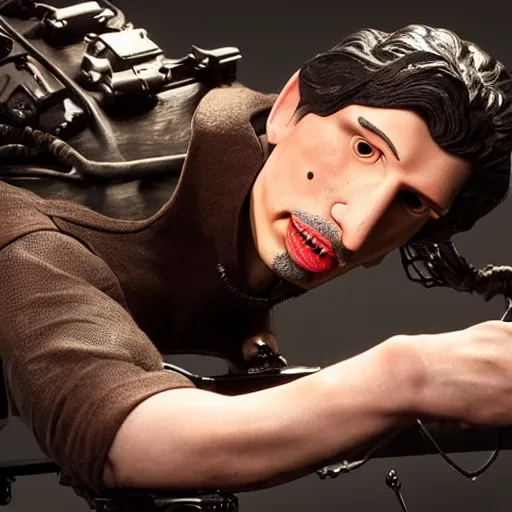Prompt: animatronic Adam Driver, exposed wires, photo, Stan Winston studios, detailed, 4k