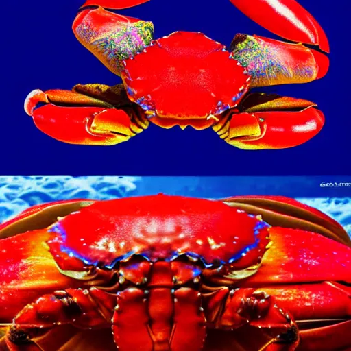 Prompt: photorealistic watermelon colored crab. hyperdetailed photorealism, 1 0 8 megapixels, amazing depth, glowing rich colors, powerful imagery, psychedelic overtones, 3 d finalrender, 3 d shading, cinematic lighting, artstation concept art
