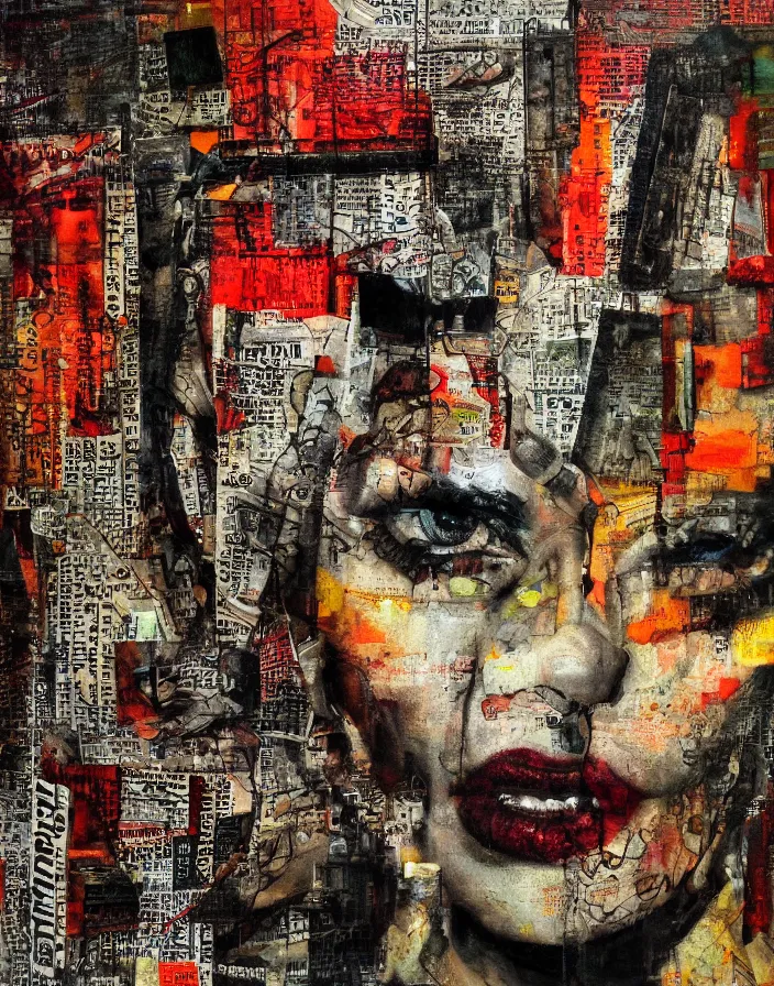 Prompt: loud industrial people detailed analogue mixed media collage with canvas texture in style of contemporary art, punk art, hyperrealistic beautiful face, photorealistic, expressionism, masterpiece, perfect composition, spectacular quality, intricate oil details