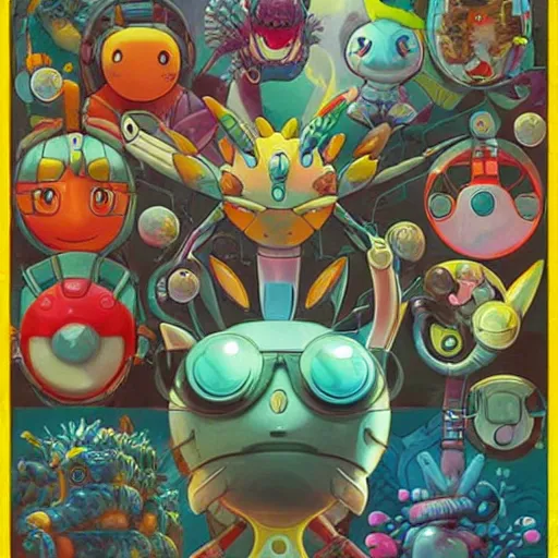 Image similar to lofi biopunk pokemon poster, Pixar style, by Tristan Eaton Stanley Artgerm and Tom Bagshaw.