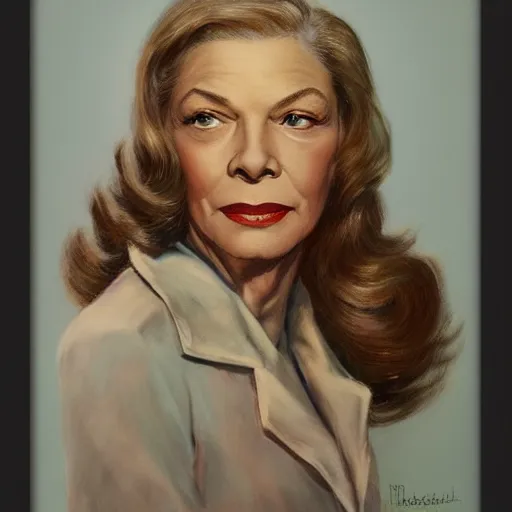 Image similar to lauren bacall studio publicity photo , portrait, highly detailed, digital painting, artstation, concept art, sharp focus, illustration, art , by norman rockwell