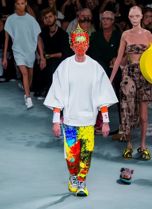 Image similar to hyperrealistic and heavy detailed balenciaga runway show of rick and morty , Leica SL2 50mm, vivid color, high quality, high textured, real life