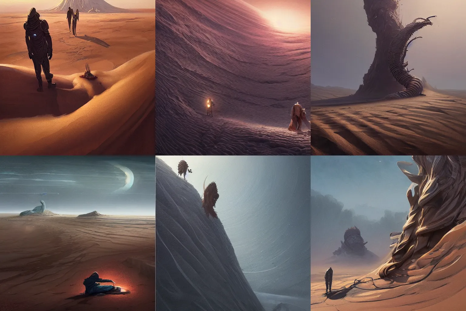 Prompt: huge worm eating a man, dune planet, highly detailed, sharp, 4k, award winning art by greg rutkowski