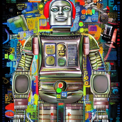 Image similar to a diagram of a robot body with various parts, cyberpunk art by eduardo paolozzi, behance contest winner, computer art, greeble, steampunk, poster art, james turrell, post it note art, optical illusion art, joseph stella, andy warhol, venus of willendorf, vintage robot, robot illustration