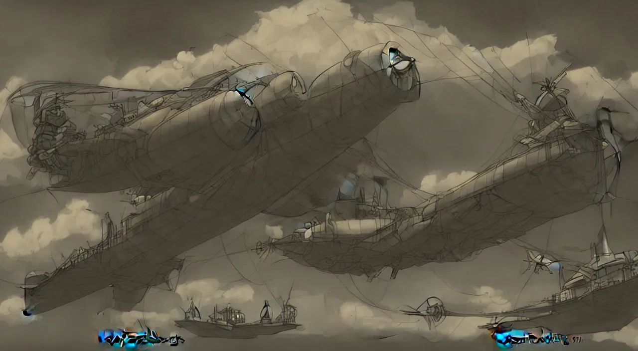 Image similar to AIRSHIP, dieselpunk by Tomino-sama