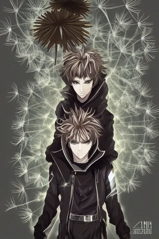 Prompt: dandelion male anime character, symmetrical, highly detailed, digital art, sharp focus, trending on masterclassstation