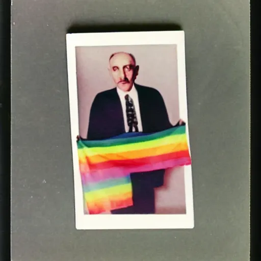 Image similar to polaroid photo of francisco franco holding an lgbti flag