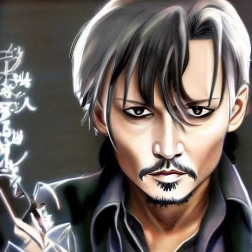 Prompt: johnny depp as anime character