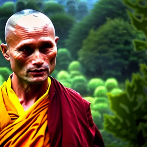 Image similar to viggo mortensen as a burmese buddhist monk